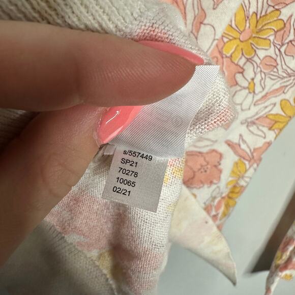 Loft Women's Pink + Yellow Floral Lightweight Button Front Cardigan Size S - Picture 4 of 6